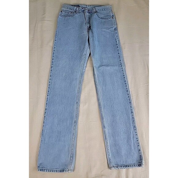 Vintage Levis 505 Jeans Mens 35x36 Straight Mid Rise Distressed Light Blue 90s - Picture 1 of 15